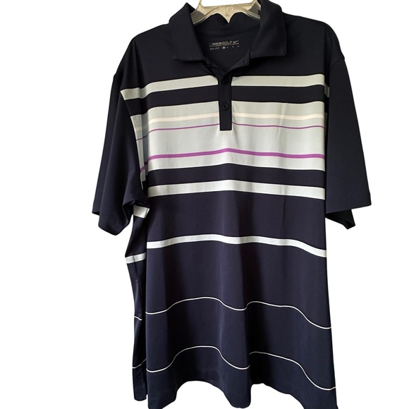 Nike Other - Nike Golf Dri-FIT‎ Men's XL Polo Shirt Navy Blue Stripe Performance Golfing